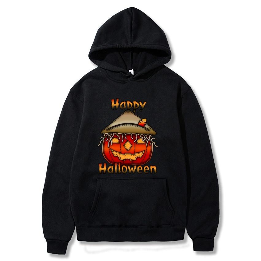 Halloween Autumn Winter Happy Halloween Printed Hoodie Men's Fashion Warm Sweatshirt Casual Street Wear Warm Hoodie