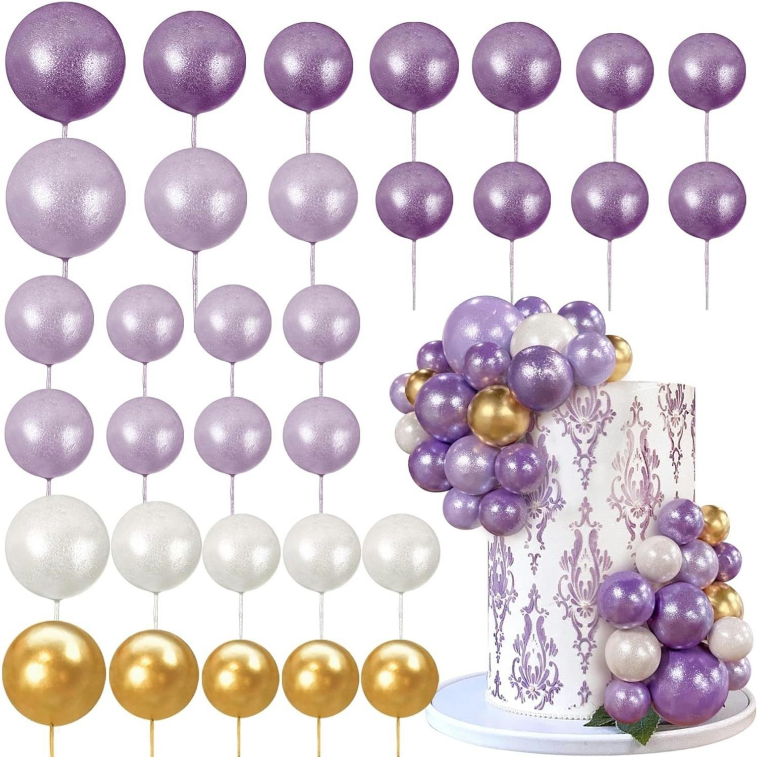 

Ball Cake Topper Ball Cake Picks Colorful Pearl Ball Shaped Cupcake Insert Cake Topper for Birthday Party Favors Wedding Deco фиолетовый