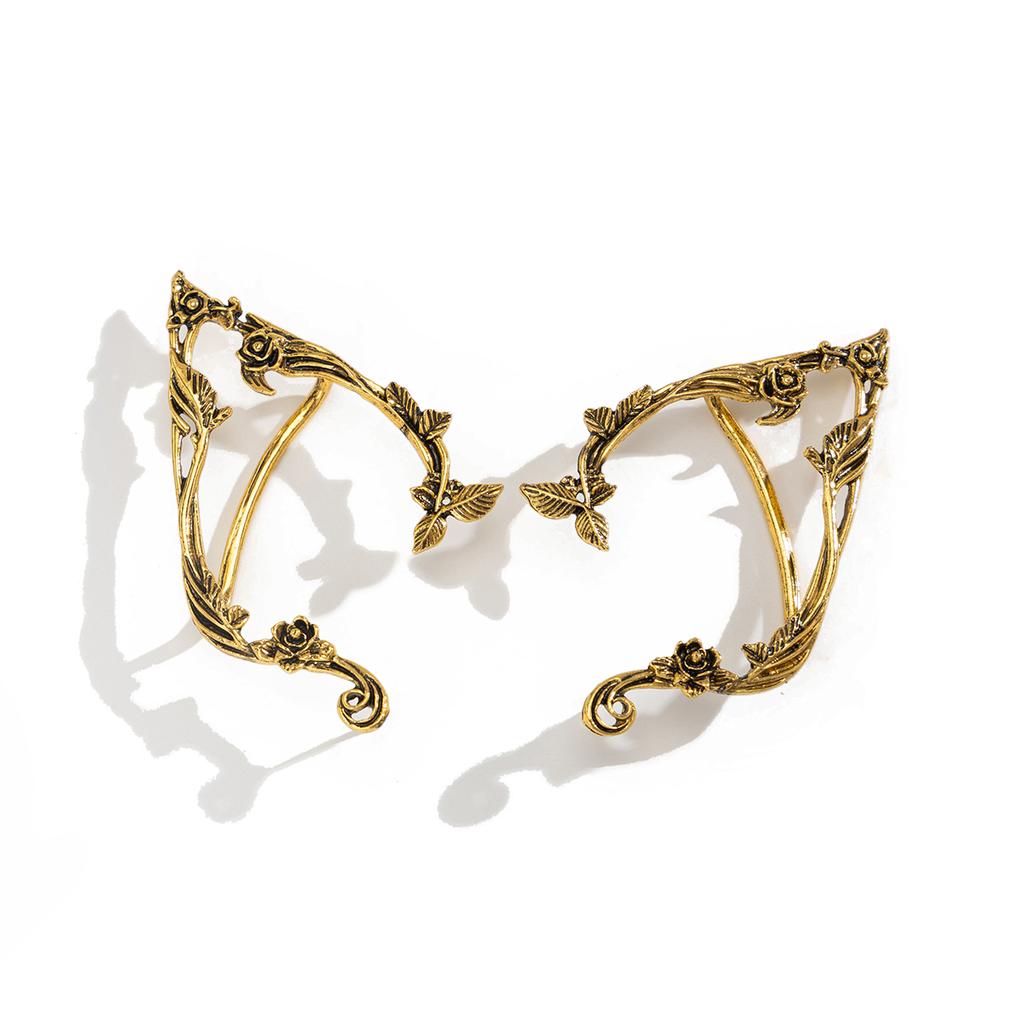 Popolare Orecchino a Clip con Fiore di Elfo Foglia Colore Oro Carini Accessori Gioiello Orecchini a Clip Fatati Gioielli per Ragazze Regali Nuovo