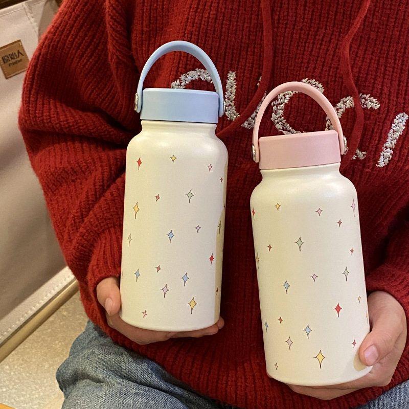 Fancy Star Large Capacity Vacuum Cup Cute Handheld Cup Stainless Steel Water Cup Portable Portable Water Kettle Couple