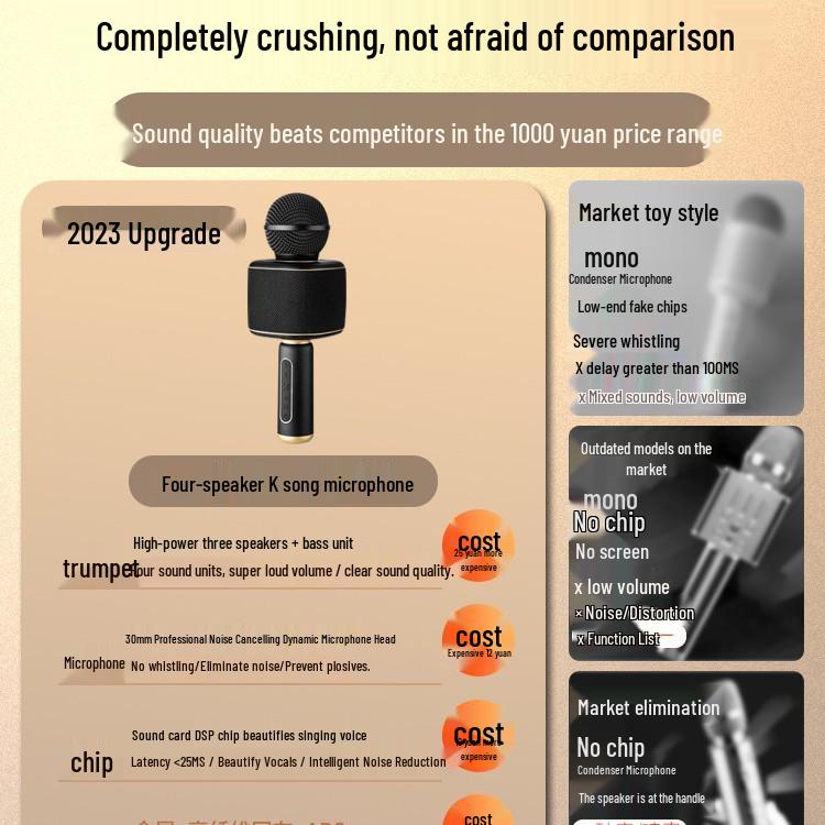 2025 KTV Microphone Speaker with Sound Card for Home Use – Universal Compatibility with Mobile Phones, TVs, and More
