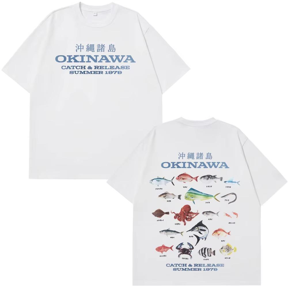 Okinawa Ocean Fish Graphic T-Shirt Fashion Funny Sea Life Novelty Harajuku TShirts Men Women Summer Cotton Vintage Oversized Tee