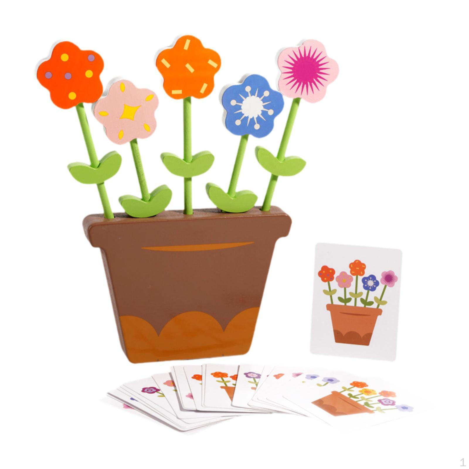 

Toddler Matching Learning Toys,Flower Wood Blocks Building Memory Development Educational Toy for