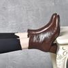 2025 Autumn/Winter Women's Square-Toe Ankle Boots - Chunky Heel, Genuine Leather, Fashionable, Versatile & Comfortable Warm Cotton Lining