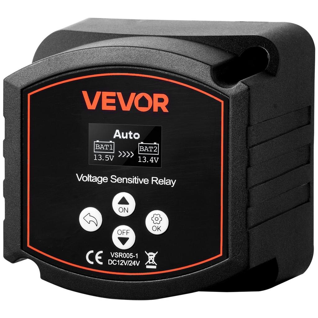 Dual Battery Isolator Kit, 12V 300 Amp, Manual and Automatic VSR Voltage Sensitive Relay with Voltmeter, LCD Screen, Smart Battery Isolator,