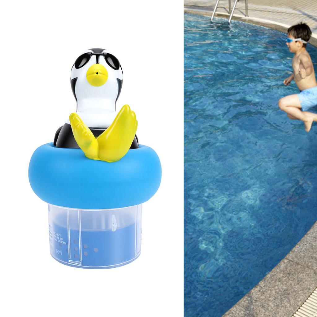 Floating Pool Chlorine Dispenser, Cute   Shaped Foldable Design with Solar Light and Digital Thermometer, Evenly Relses Chlorine Tablets
