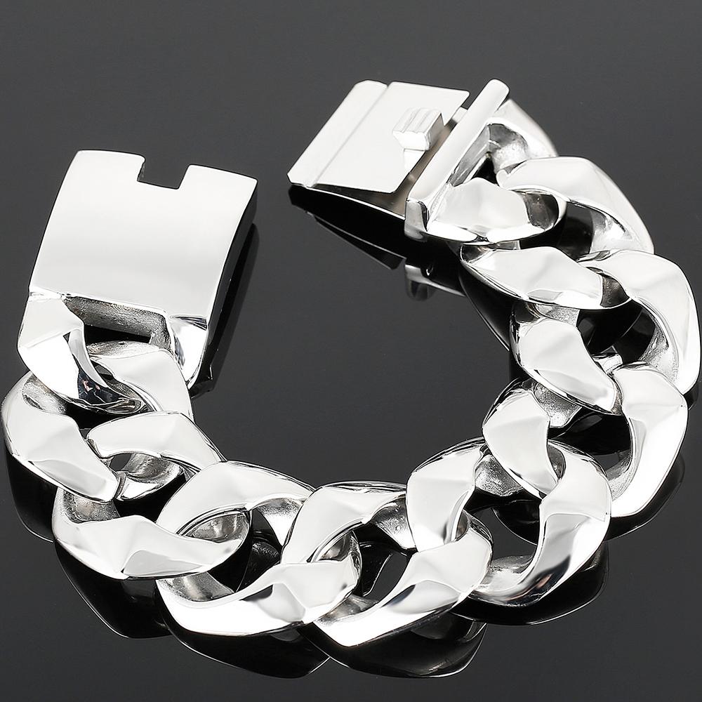 Cool Men's 31MM Hip Hop Cuban Chain Bracelet High Polished Solid Stainless Steel Jewelry Gift for Birthday Party