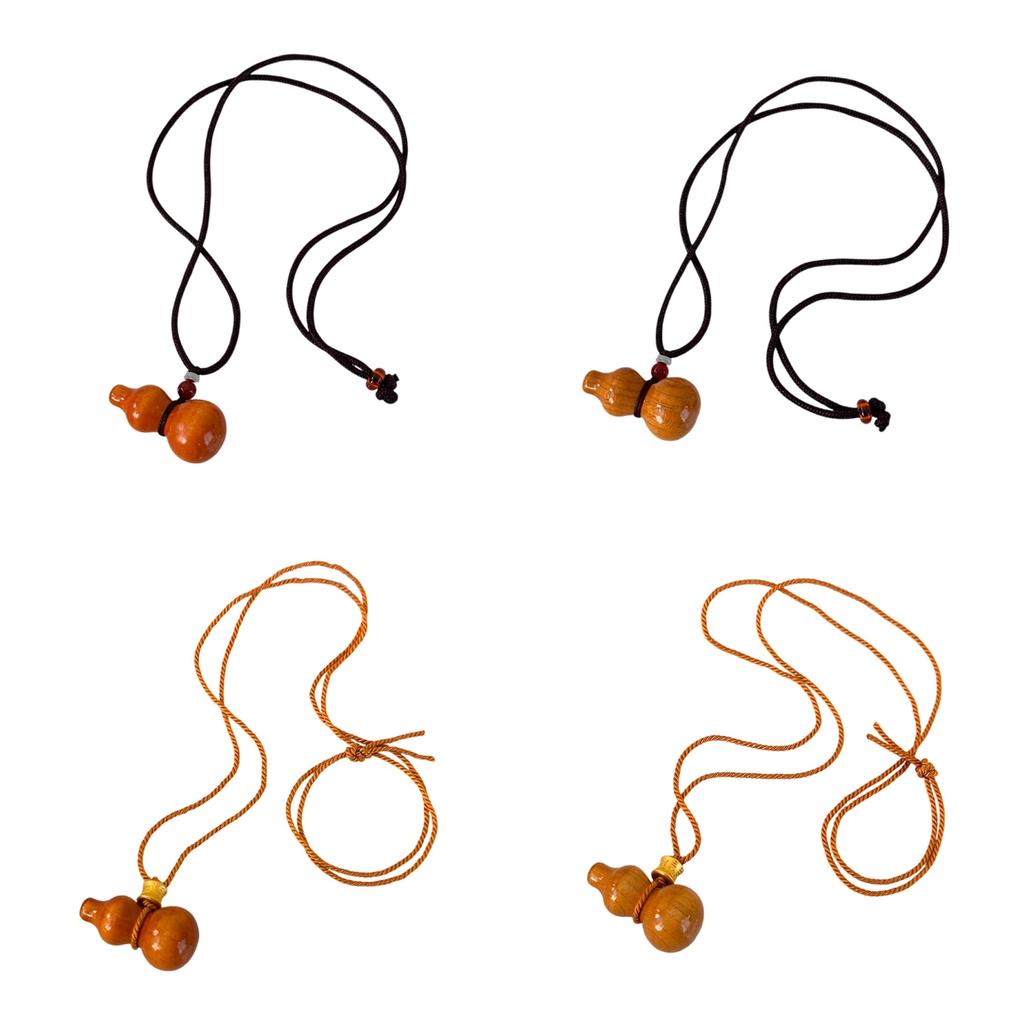 Handmade Wood Bottle Gourd Pendant Necklace Sweater Chain Wood Texture Suitable for Women Present with Adjustable Rope