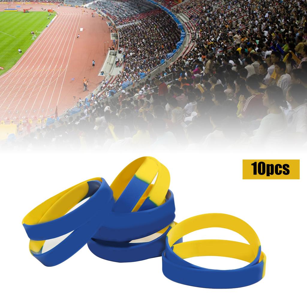 10Pcs Ukrainian Rubber Bracelets Ukraine Wristband for Sports Fan Supporter Men Women