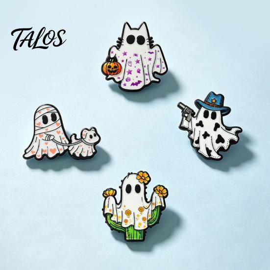 Spooky Clothing Accessories Halloween Cartoon Ghost Enamel Brooch, Metal Lapel Pin, Backpack Decoration Pin Sweater Cardigan Coat Suit Scarf