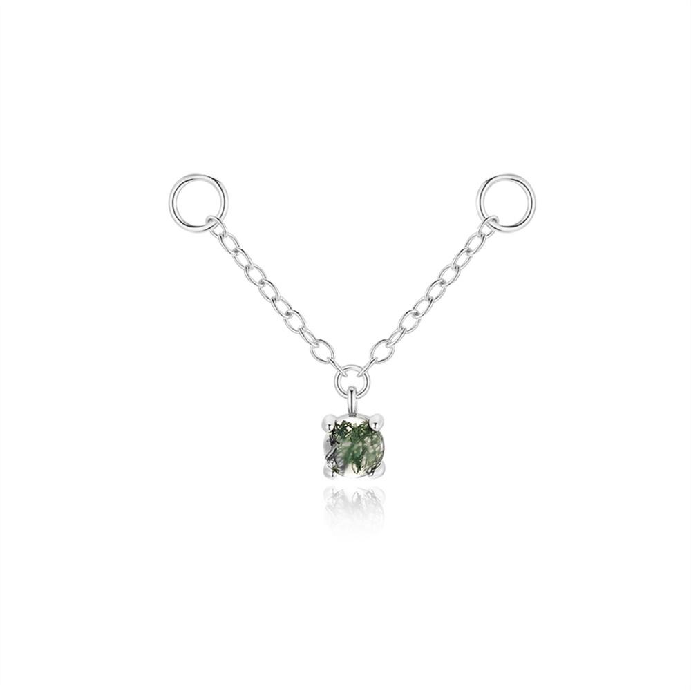 CANNER 1PC Natural Water Grass Horse Eye Zircon 925 Silver Piercing Earrings For Women Ins Simple Green Moss Earring