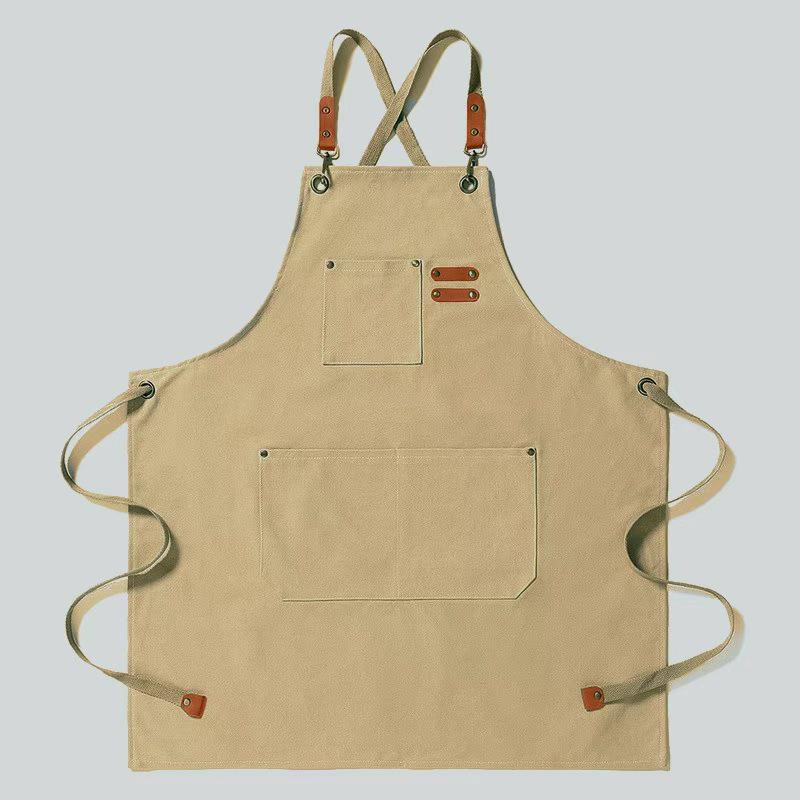 Waterproof Thickened Cotton Denim Apron - Oil and Stain Resistant, Solid Color Design for Household Kitchen Use