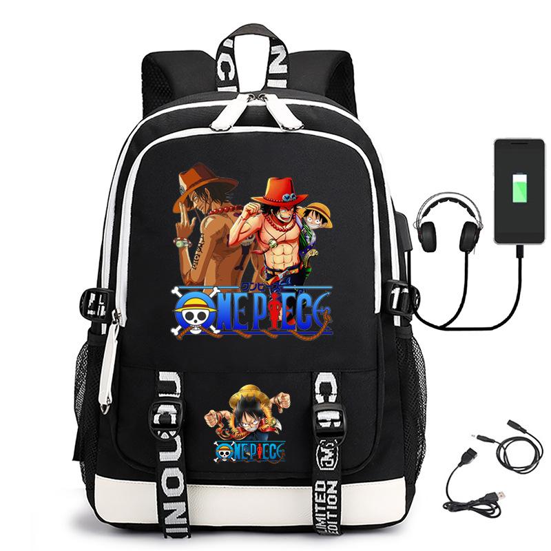 Hot-selling ONE PIECE Luffy backpack usb charging large capacity bag
