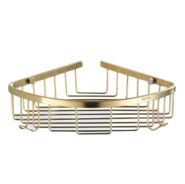 Modern Shower Stainless Steel Corner Wall Mounted Bathroom Shower Caddy Brushed Gold