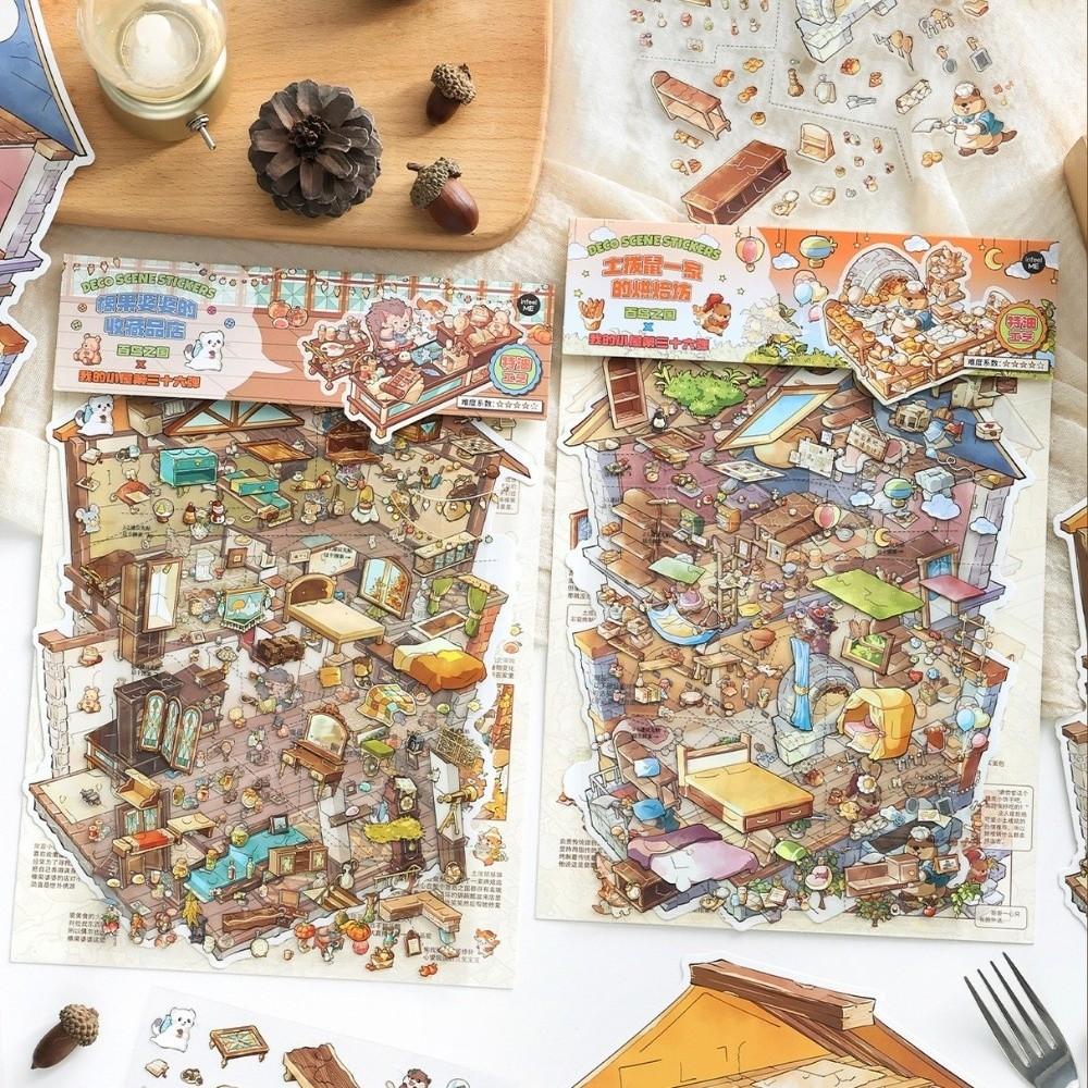 Shop Theme Stationery Stickers PET Die Cut Mini Landscape Sticker Stacking Stickers  Children Gifts