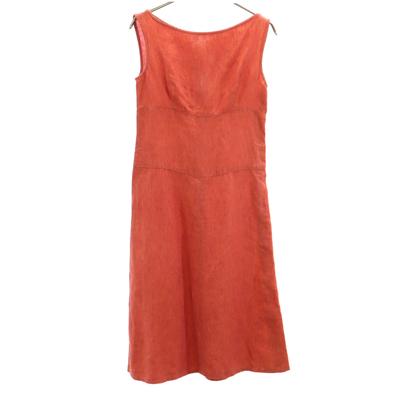 French Linen No Sleeve One Piece 36 Orange Women Used