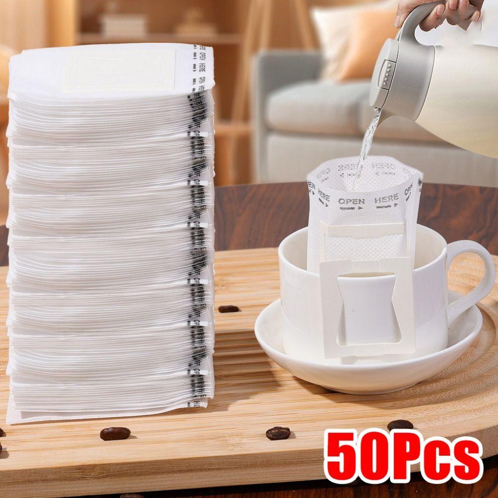 10/50Pcs New Hanging Ear Coffee Filter Bag Disposable Thickened Coffee Powder Filter Bag Hand Pour Coffee Coffee Filter