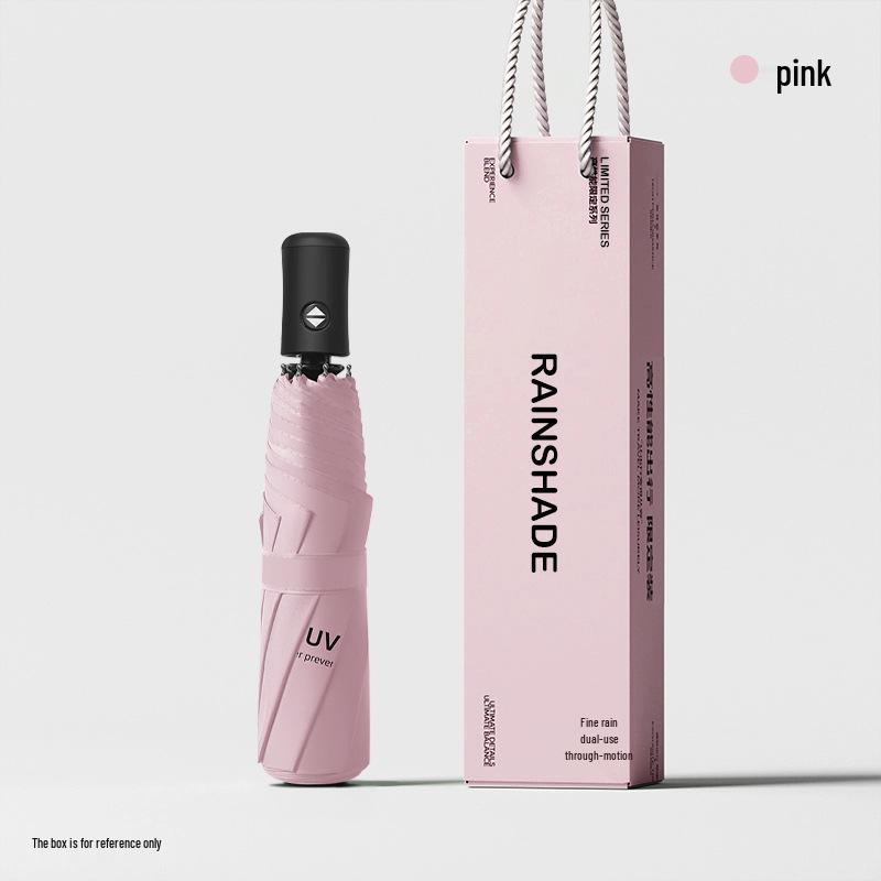 60-Rib Automatic Women's Umbrella with Black UV Protection for Sun & Rain, Customizable and Portable.
