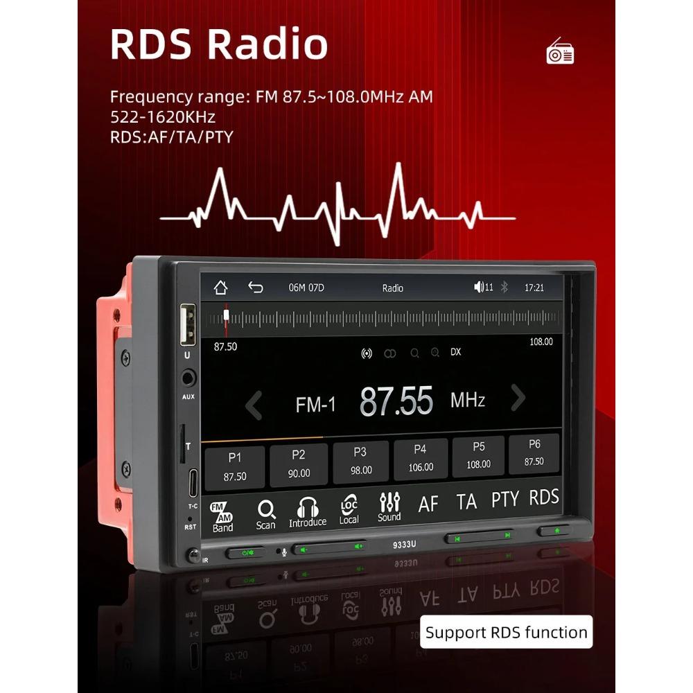 TOYOUSONIC 2 Din Autoradio Car Radio USB TF FM BT Type-C Carplay Android Auto Audio 7 Inch Touch Screen MP5 Multimedia Player