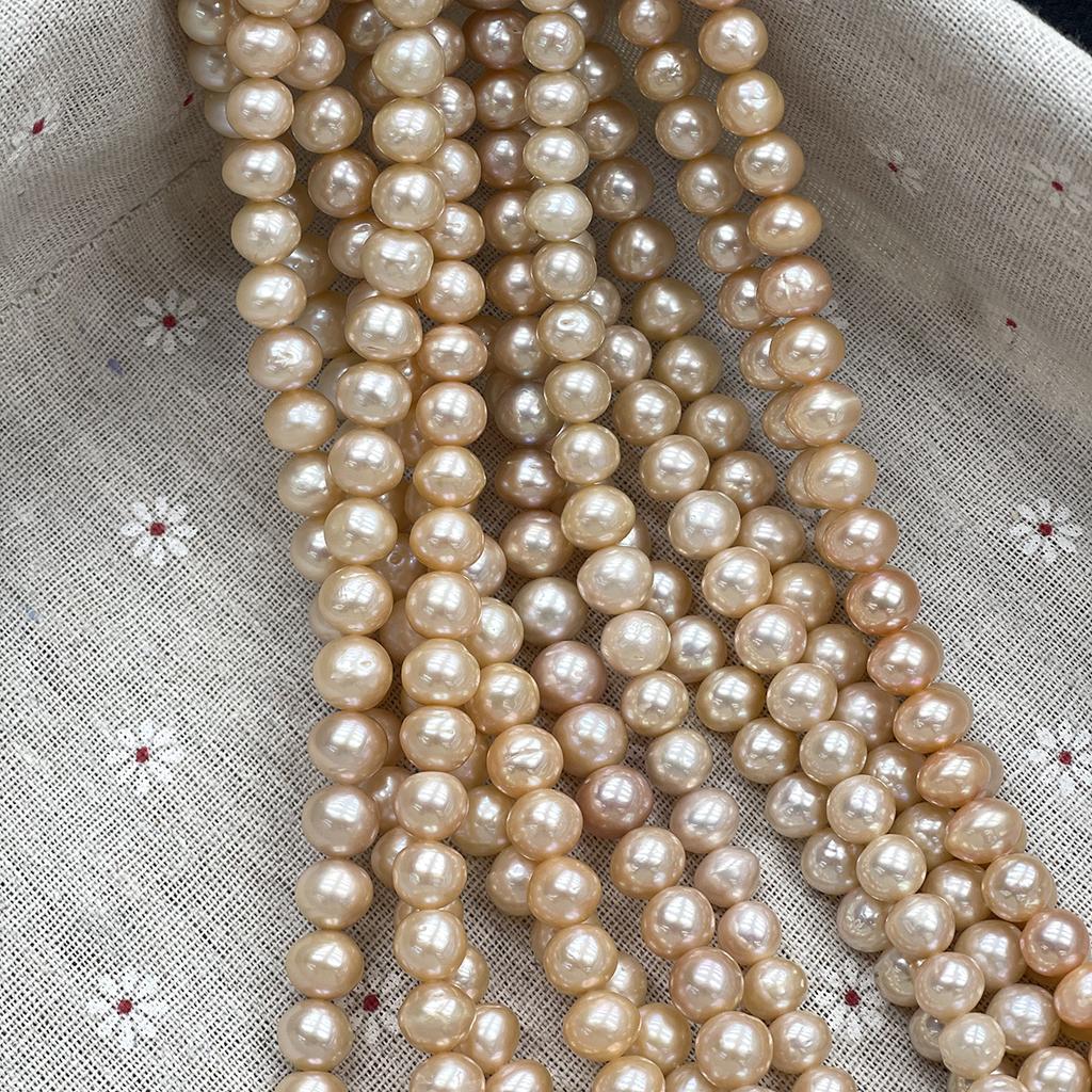 1Strand Natural Freshwater Pink Potato Pearl Beads 9-11mm, Approx 36cm Cream Pink Oval Loose Pearl Beads For DIY Bracelet Necklace Jewelry Making