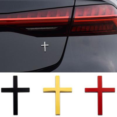 Kovová nálepka s křížem Kristovým Trojrozměrná kovová nálepka Kříž Nálepka na auto Nálepka na motocykl Upravená záď Exkluzivní nálepka s odznakem Dekorace