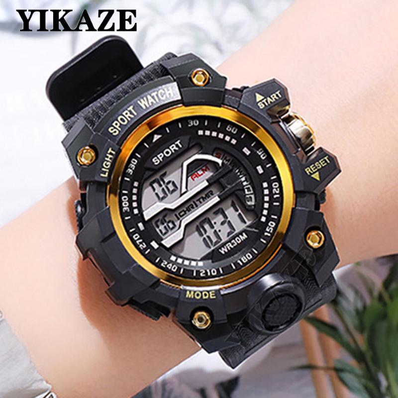 YIKAZE Men's Sports Watches Waterproof Luminous Men Sport Watch Multifunction LED Digital Watch Fitness Electronic Watch for Kid
