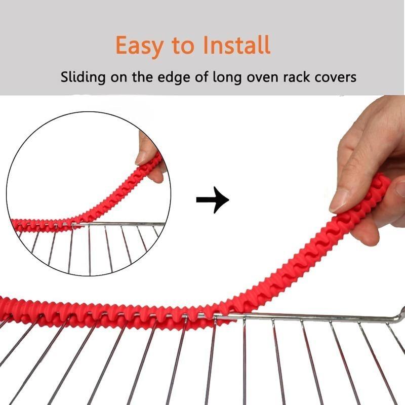 2Pcs/Set Heat Resistant Silicone Oven Rack Guard Edge Protector, Anti-Burn Safety Cover for Oven Shelves, Practical Kitchen Bakeware Accessory