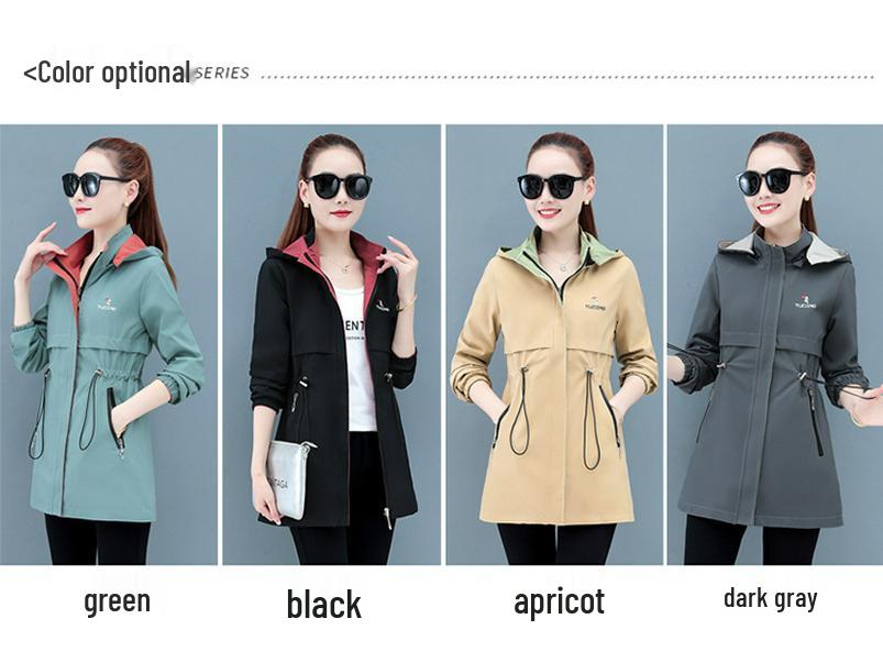 Women's Double-Sided Trench Coat - Spring/Autumn 2025 Fashion, Mid-Length for Middle-Aged Moms