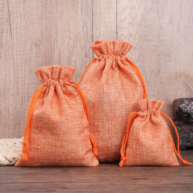 Imitation Linen Drawstring Pouch: Jewelry Storage & Christmas Gift Sachet