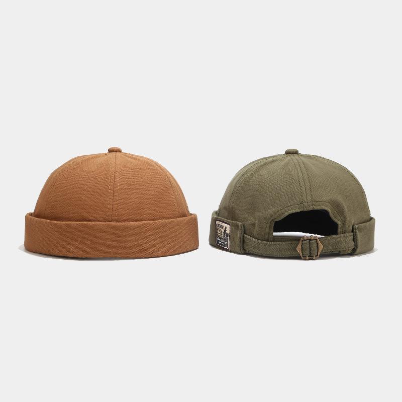 Retro Brimless Melon Skin Hat Portable Beanie Caps Versatile Landlord Hat Men's Women's Street Hip-hop Yuppi Hat