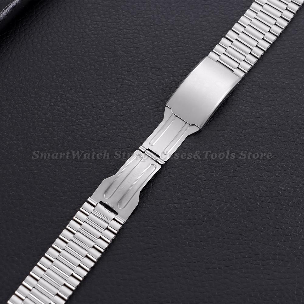 Silver Gold Black Stainless Steel Watch Strap Folding Safety Clasp Metal Watchband 18mm 20mm 22mm Universal Bracelets for Seiko