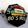1PC Musical Mixtape Umbrella Portable Folding Umbrella Iron Frame Hole Bone Structure Outdoor Home Umbrella A9