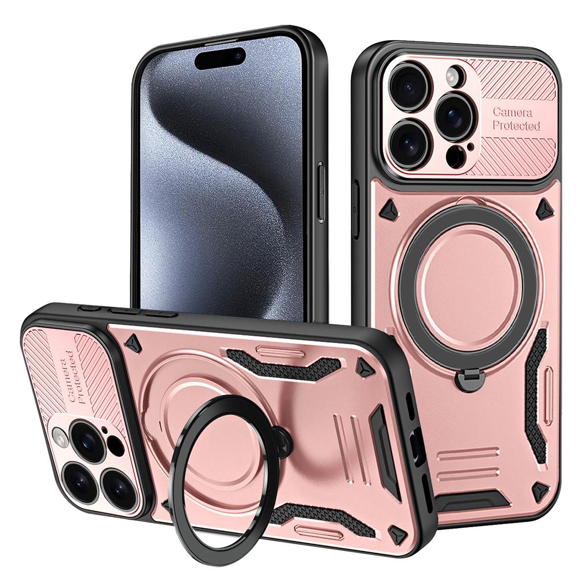 

For iPhone 15 Pro Max Case Compatible with MagSafe Shockproof TPU + PC Phone Back Cover with Kickstand