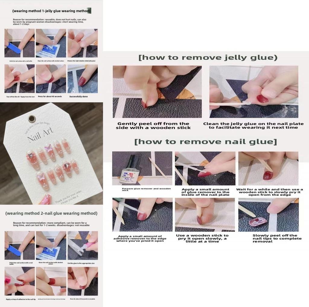 Handmade Wholesale Heart-throbbing Butterfly Nail Stickers In Jelly Gel Xs S M L Sizes