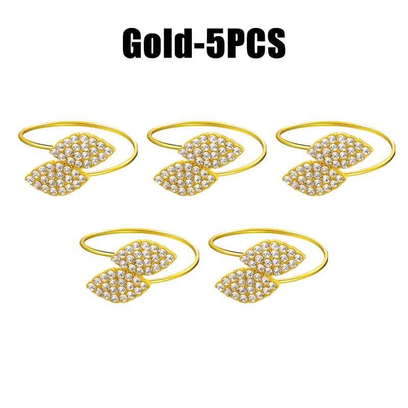 1-50PCS Leaves Napkin Rings Elegant Gold Sliver Leaf Napkin Buckles Holder for Birthday Wedding Party Dinner Table Decor