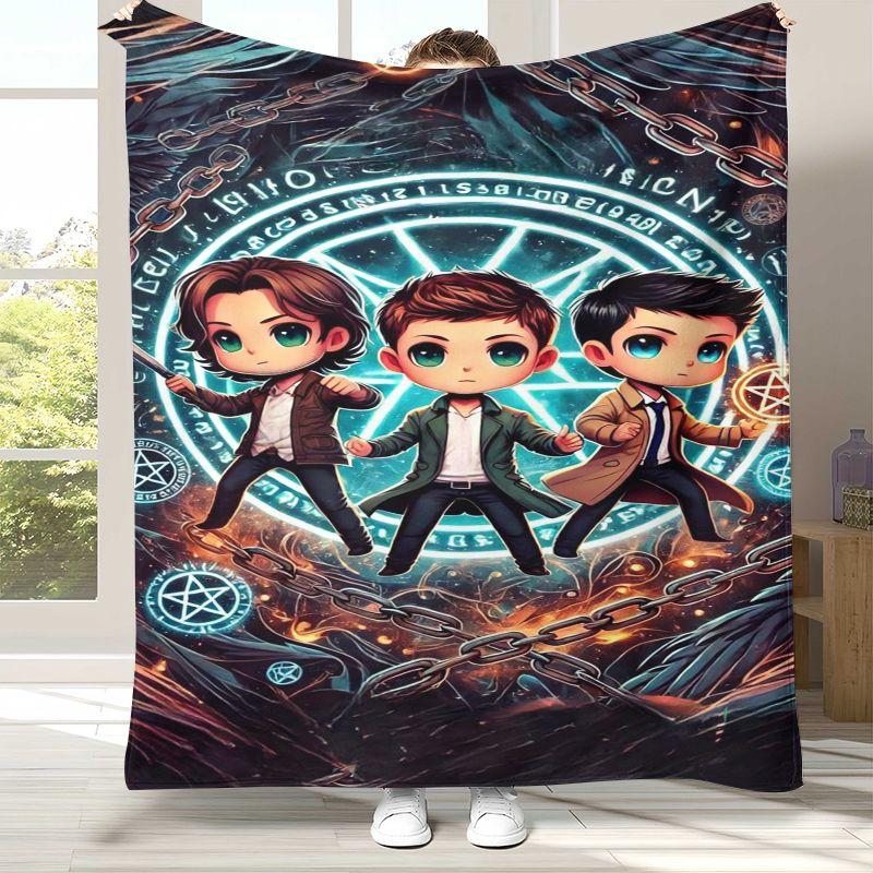 SPN Supernatural Dean Sam TV Flannel Blanket,Ultra Soft Warm Plush Throw for Home Bedroom Bed Sofa Cover Office Camping Picnic