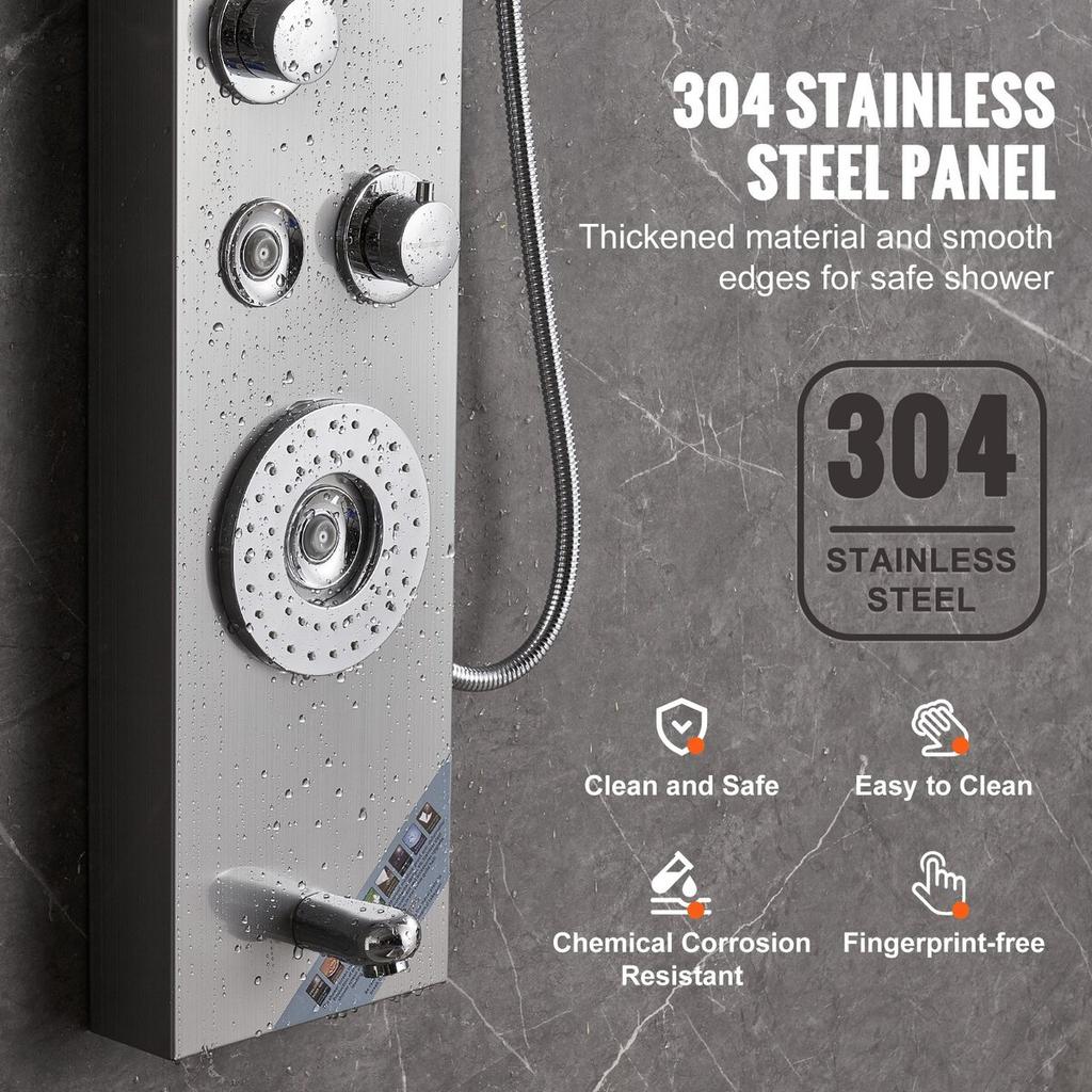 Shower Panel Tower System 6 Modes LED & Display Stainless Steel Rainfall