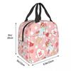 Japanese Kawaii Nurse Insulated Lunch Bags for Camping Travel Pink Polka Dot Pattern Portable Thermal Cooler Bento Box Children