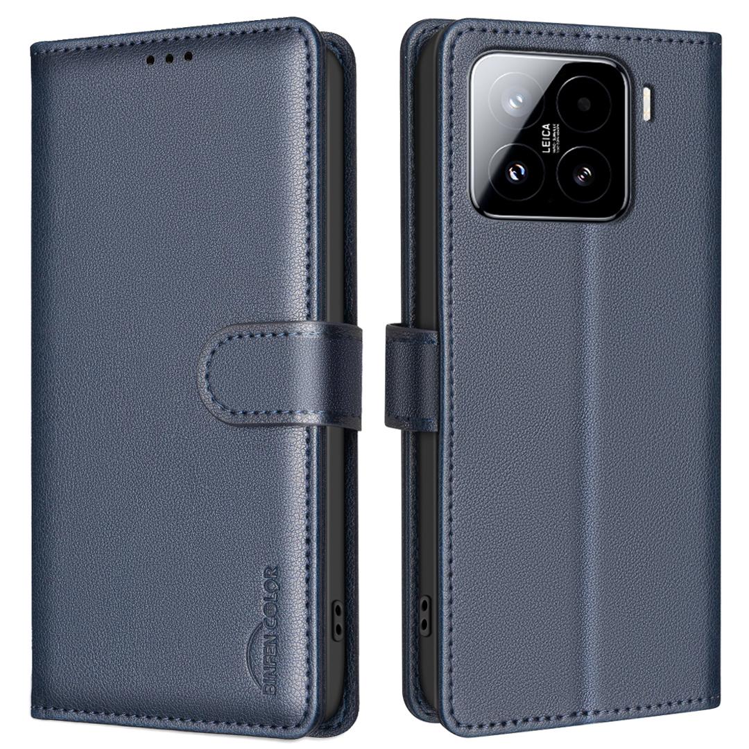 

BINFEN COLOR BF32 For Xiaomi 15 Leather Case Wallet RFID Blocking Phone Cover E