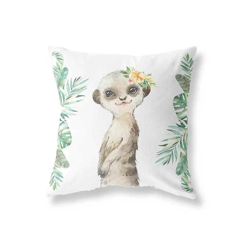 Cute Rabbit Giraffe Animals Children Room Decor Polyester  Cushion Cover Sofa Pillow  Home Decoration Throw Pillowcase