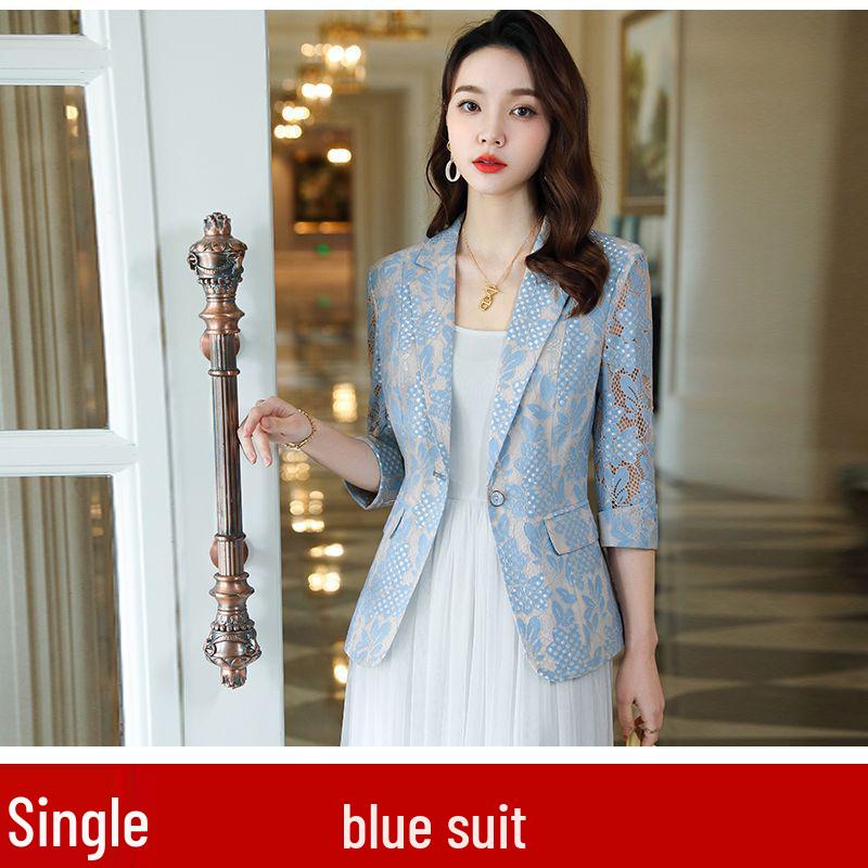Women's Lace Suit Jacket - Slim Fit, Korean Style, Spring/Autumn 2025 Fashion