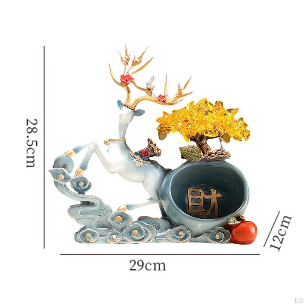 Decorative Deer Figurine Tabletop Ornament Key Storage Rack Crafts Elk Resin Statue for
