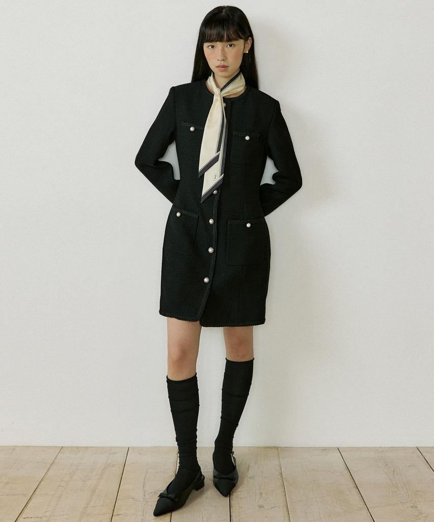 Lucirju Tweed Jacket One-Piece (Black)