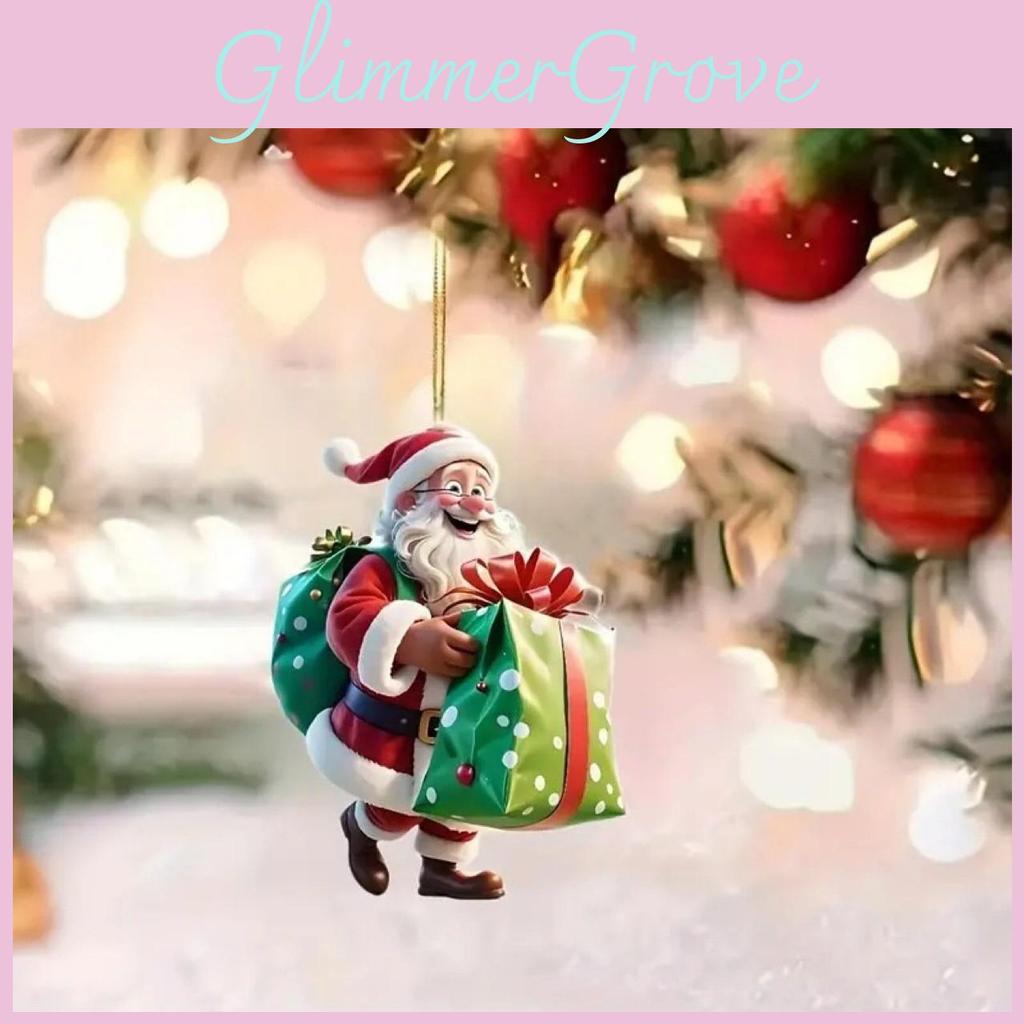 Santa Festive Acrylic Car Accessory Holiday Theme Vehicle Decoration Pendant