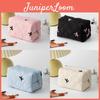 Cotton Fabric Bow Knot Makeup Bag With Zipper For Women And Men