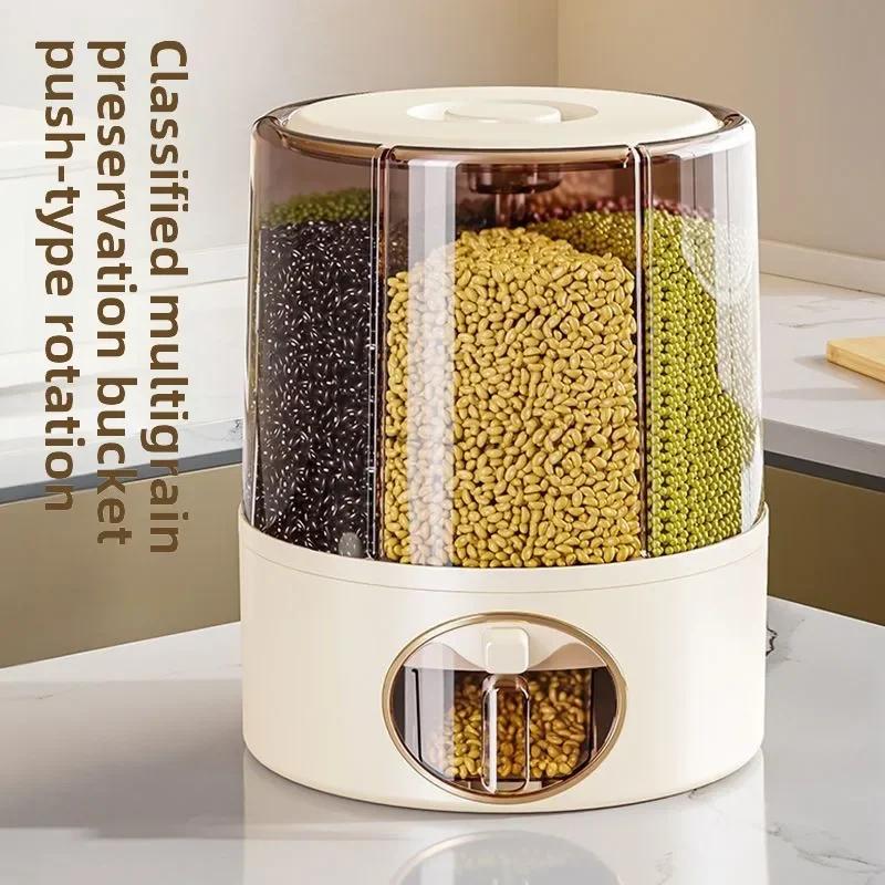Rotary Rice Bucket Household Grains Storage Box Insect-Proof Moisture-Proof Sealed Rice Storage Tank