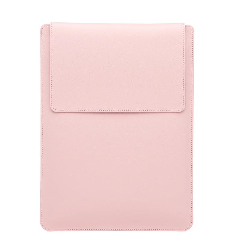 Housse Sac pour Ordinateur Portable en Cuir avec Support Réglable pour Macbook Air 13 14 15 16 Pouces Chip M5 M4 M3 M2 Mac Book Pro Housse de Tapis de Souris 12 -13 inch rose