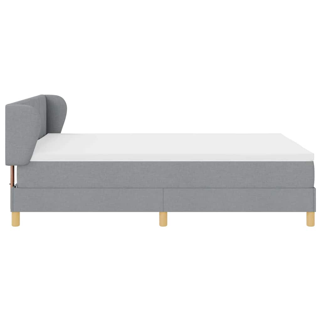 Box Spring Bed with Headboard Light Gray 140 x 190 cm Fabric