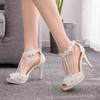 European and American Fashion Fish Mouth Beaded Waterproof Platform High Heel Sandals European and American Fashion Fish Mouth Beaded Waterproof