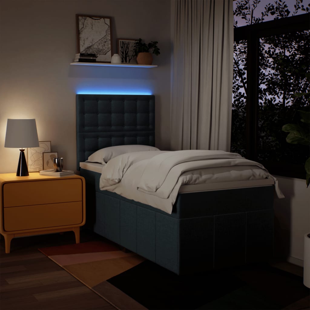 Box Spring Bed with Mattress Blue 100 x 200 cm Fabric